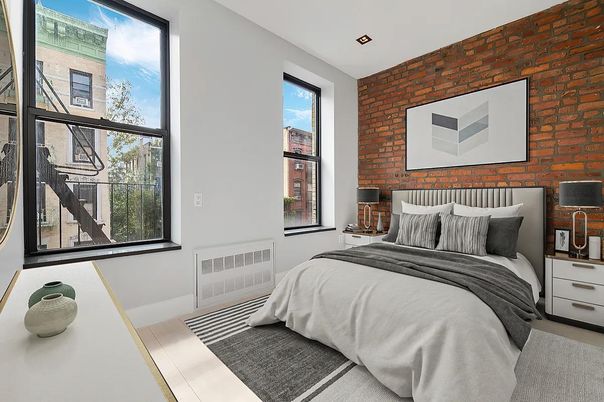 Bedroom, Interior, Recessed Lighting, Stone Walls