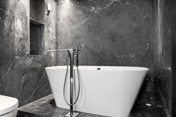 Bathroom, Free Standing Baths, Interior, Marble Walls