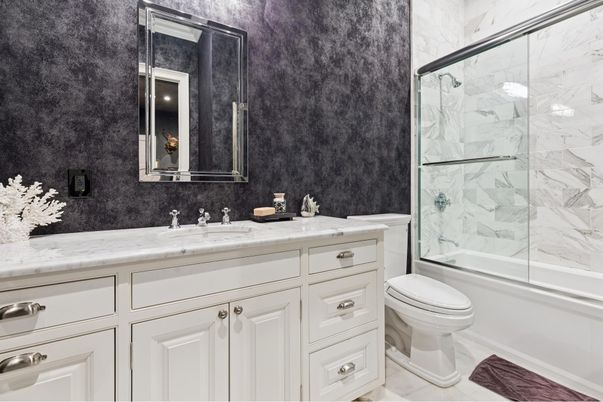 Bathroom, Glass Shower, Interior, Marble, Marble Walls