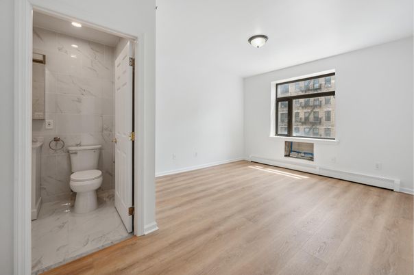 Bathroom, Interior, Marble, Marble Walls, Recessed Lighting, Wood Texture Flooring