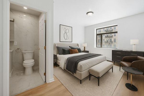 Bathroom, Bedroom, Interior, Marble, Marble Walls, Recessed Lighting, Wood Texture Flooring
