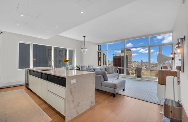 Chandelier, Dining room, Interior, Kitchen, Living room, Pendant Lights, Recessed Lighting, Wood Texture Flooring