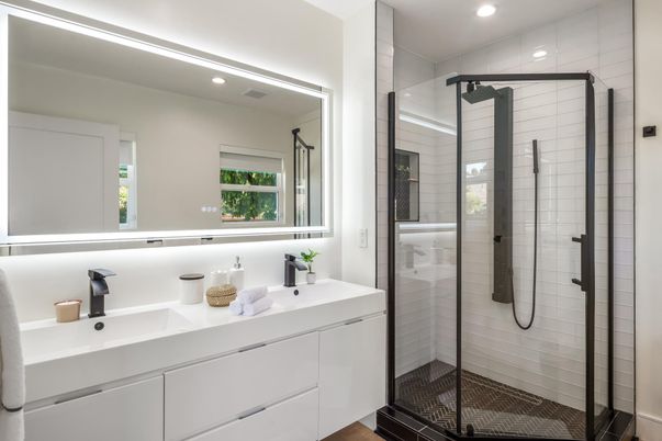 Bathroom, Glass Shower, Interior, Recessed Lighting
