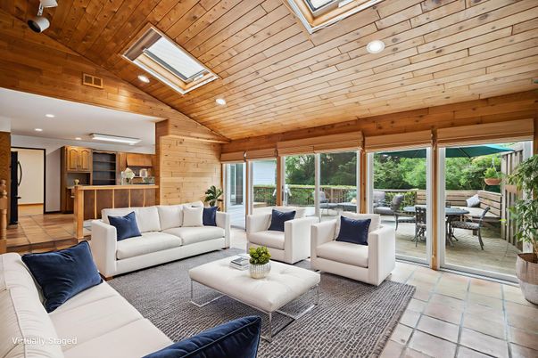 Interior, Kitchen, Living room, Recessed Lighting, Wooden Ceilings, Wooden Walls