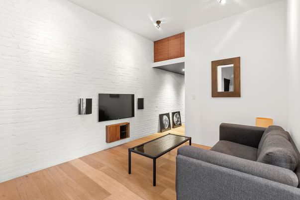 Interior, Living room, Stone Walls, Wood Texture Flooring