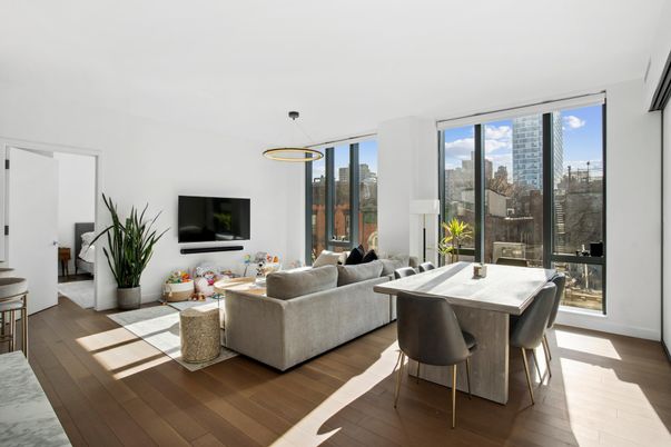 Dining room, Interior, Living room, Pendant Lights, Wood Texture Flooring