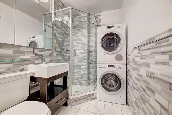 Bathroom, Glass Shower, Interior, Utility Closets, Washer