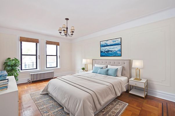Bedroom, Chandelier, Interior, Wood Texture Flooring