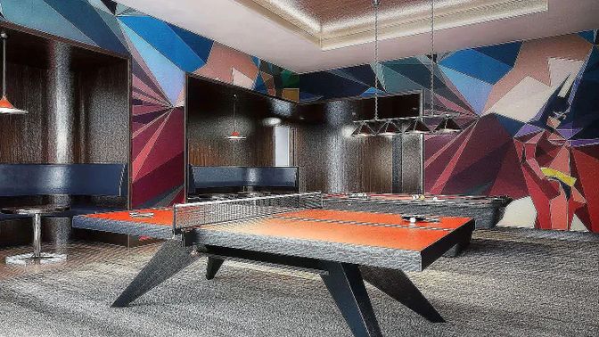 Billiard Table, Game Room, Interior, Pendant Lights