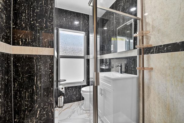 Bathroom, Glass Shower, Interior, Marble, Marble Walls