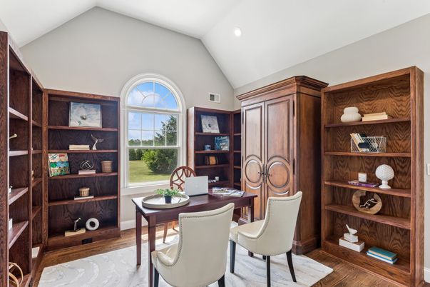 Home Office, Interior, Recessed Lighting, Wood Texture Flooring