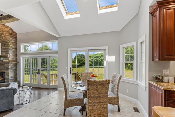 Dining room, Fireplace, Glass Ceilings, Interior