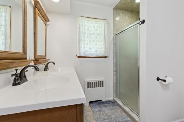 Bathroom, Glass Shower, Interior, Recessed Lighting