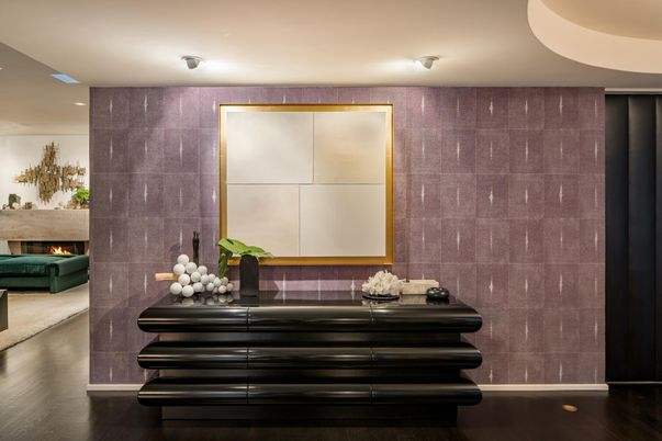 Fireplace, Interior, Recessed Lighting, Wood Texture Flooring