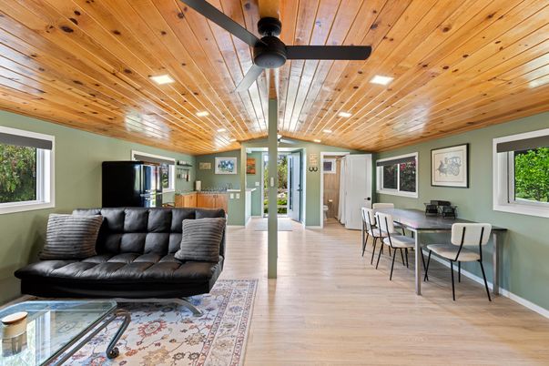 Dining room, Interior, Recessed Lighting, Wooden Ceilings, Wood Texture Flooring