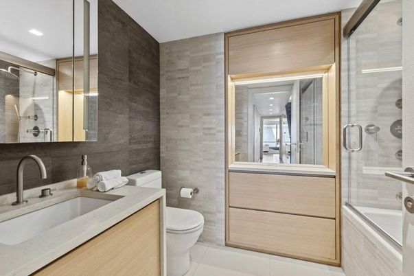 Bathroom, Glass Shower, Interior, Recessed Lighting