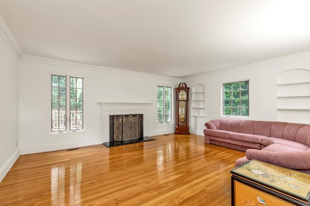 Empty room, Fireplace, Interior, Living room, Wood Texture Flooring