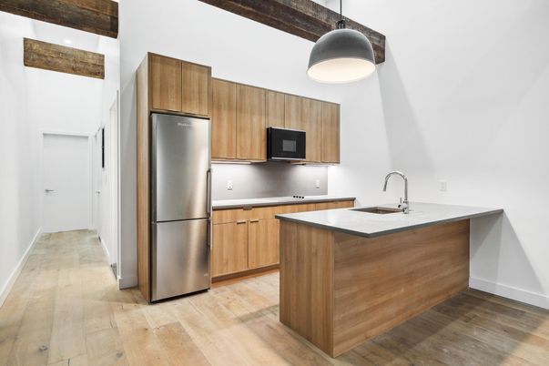 Interior, Kitchen, Pendant Lights, Wood Texture Flooring