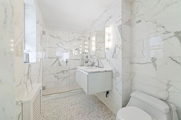 Bathroom, Glass Shower, Interior, Marble Walls