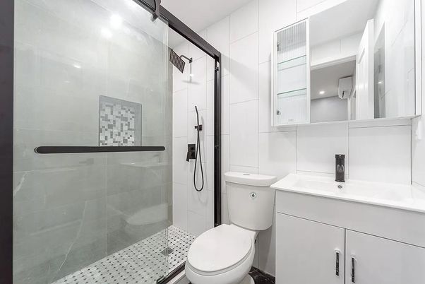 Bathroom, Glass Shower, Interior, Recessed Lighting