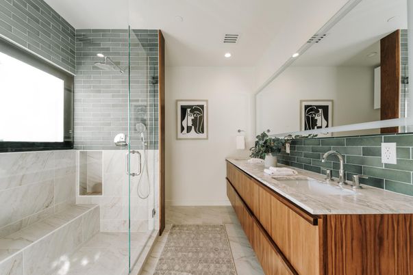 Bathroom, Glass Shower, Interior, Recessed Lighting