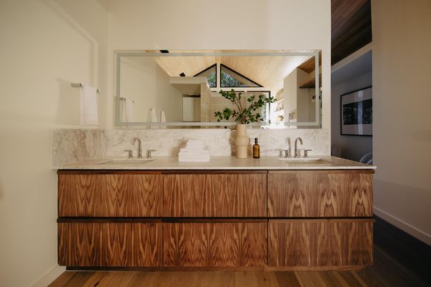 Bathroom, Dual Sink Vanities, Interior, Wood Texture Flooring