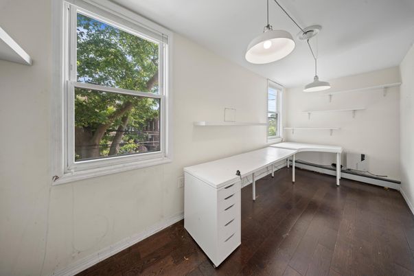 Home Office, Interior, Pendant Lights, Wood Texture Flooring