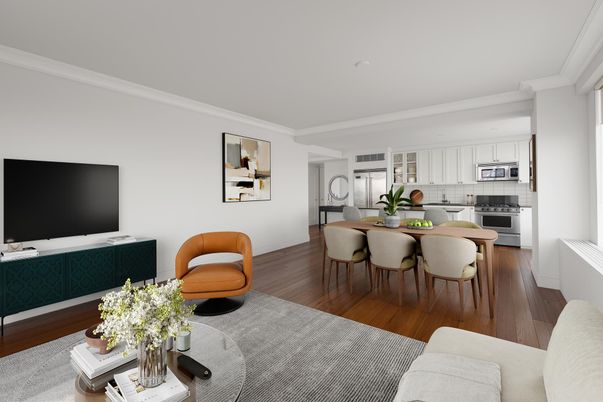 Dining room, Interior, Kitchen, Stainless Steel Appliances, Wood Texture Flooring