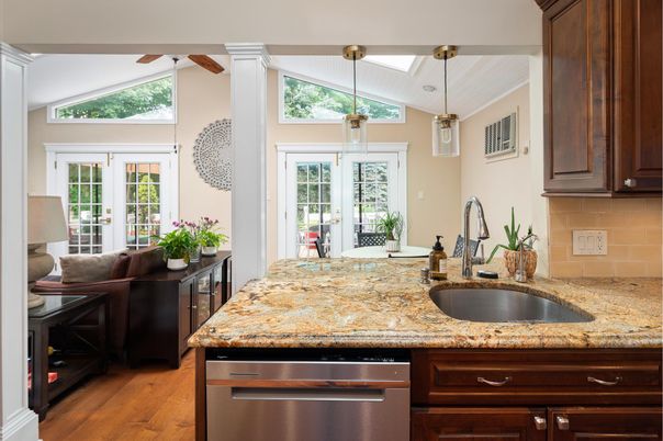 Interior, Kitchen, Pendant Lights, Wood Texture Flooring