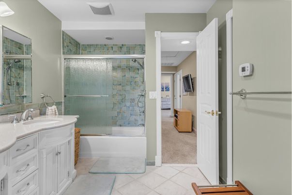 Bathroom, Glass Shower, Interior, Recessed Lighting