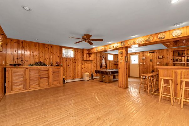 Interior, Recessed Lighting, Wood Texture Flooring, Wooden Walls