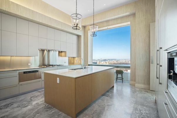 Interior, Kitchen, Marble, Pendant Lights, Recessed Lighting, Stainless Steel Appliances, Water