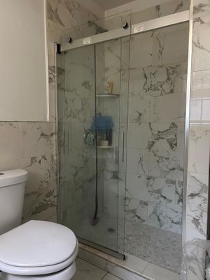 Bathroom, Glass Shower, Interior, Marble, Marble Walls