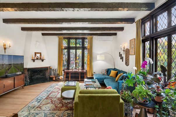 Fireplace, Interior, Living room, Wooden Beams, Wood Texture Flooring