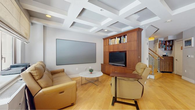 Interior, Living room, Recessed Lighting, Wood Texture Flooring