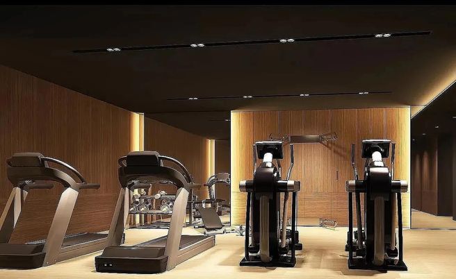 Fitness Equipment, Gym, Interior, Wood Texture Flooring, Wooden Walls