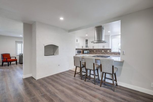 Interior, Kitchen, Recessed Lighting, Wood Texture Flooring