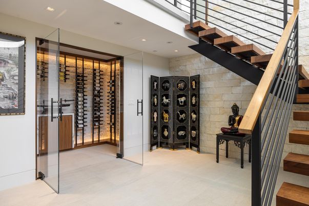 Interior, Recessed Lighting, Stone Walls, Wine Storage