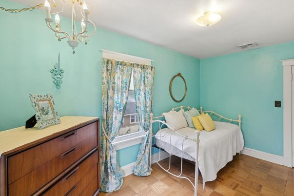Bedroom, Chandelier, Interior, Wood Texture Flooring