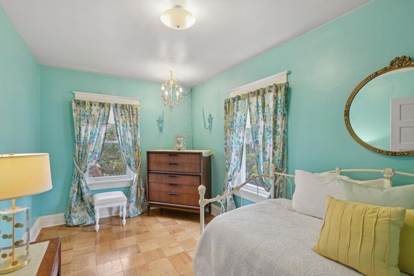 Bedroom, Chandelier, Interior, Wood Texture Flooring