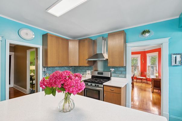 Interior, Kitchen, Stainless Steel Appliances, Wood Texture Flooring
