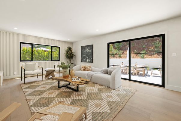 Interior, Living room, Recessed Lighting, Wood Texture Flooring