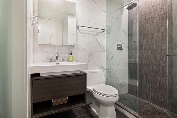 Bathroom, Glass Shower, Interior, Marble Walls