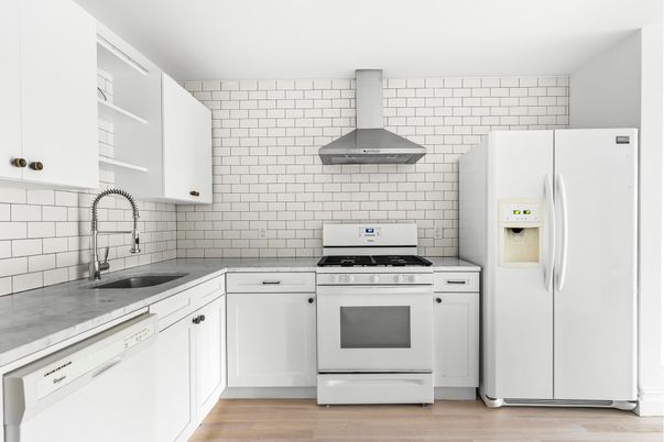 Interior, Kitchen, Stainless Steel Appliances, Wood Texture Flooring