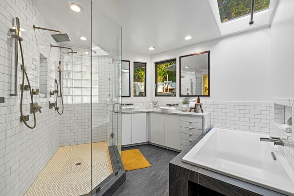 Bathroom, Dual Sink Vanities, Glass Shower, Interior, Recessed Lighting