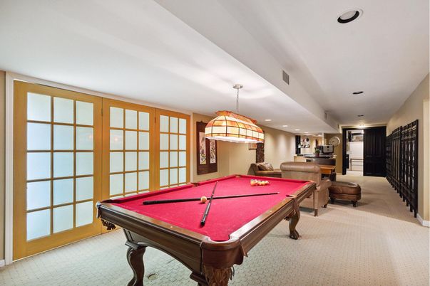 Billiard Table, Game Room, Interior, Pendant Lights, Recessed Lighting