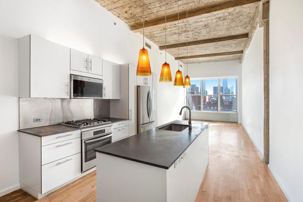 Interior, Kitchen, Pendant Lights, Stainless Steel Appliances, Wooden Beams, Wooden Ceilings, Wood Texture Flooring