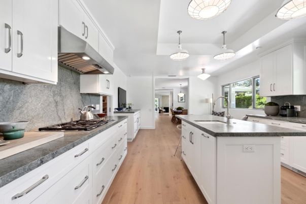 Interior, Kitchen, Pendant Lights, Wood Texture Flooring