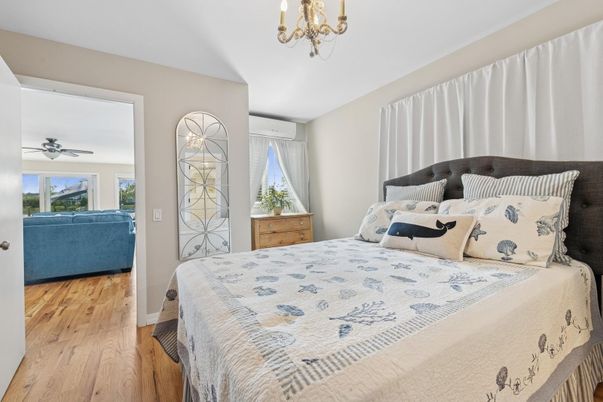 Bedroom, Chandelier, Interior, Wood Texture Flooring