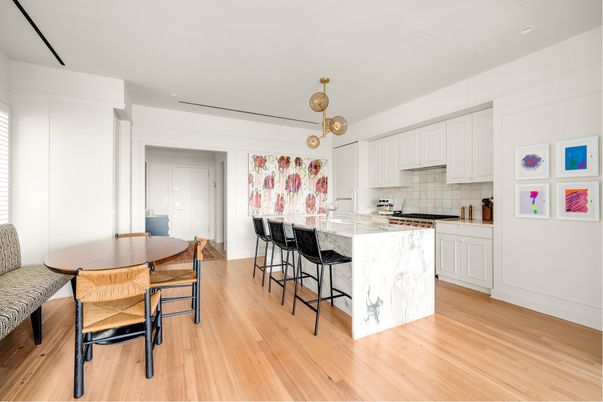 Interior, Kitchen, Pendant Lights, Recessed Lighting, Wood Texture Flooring